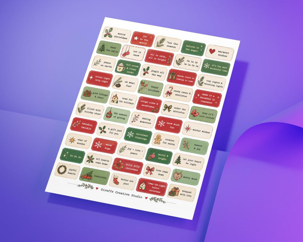 300+ Christmas Phrase Fussy Cuts Printable, Holiday Words & Quote Strips, Festive Text Ephemera for Journal, Scrapbook, Collage Card Making