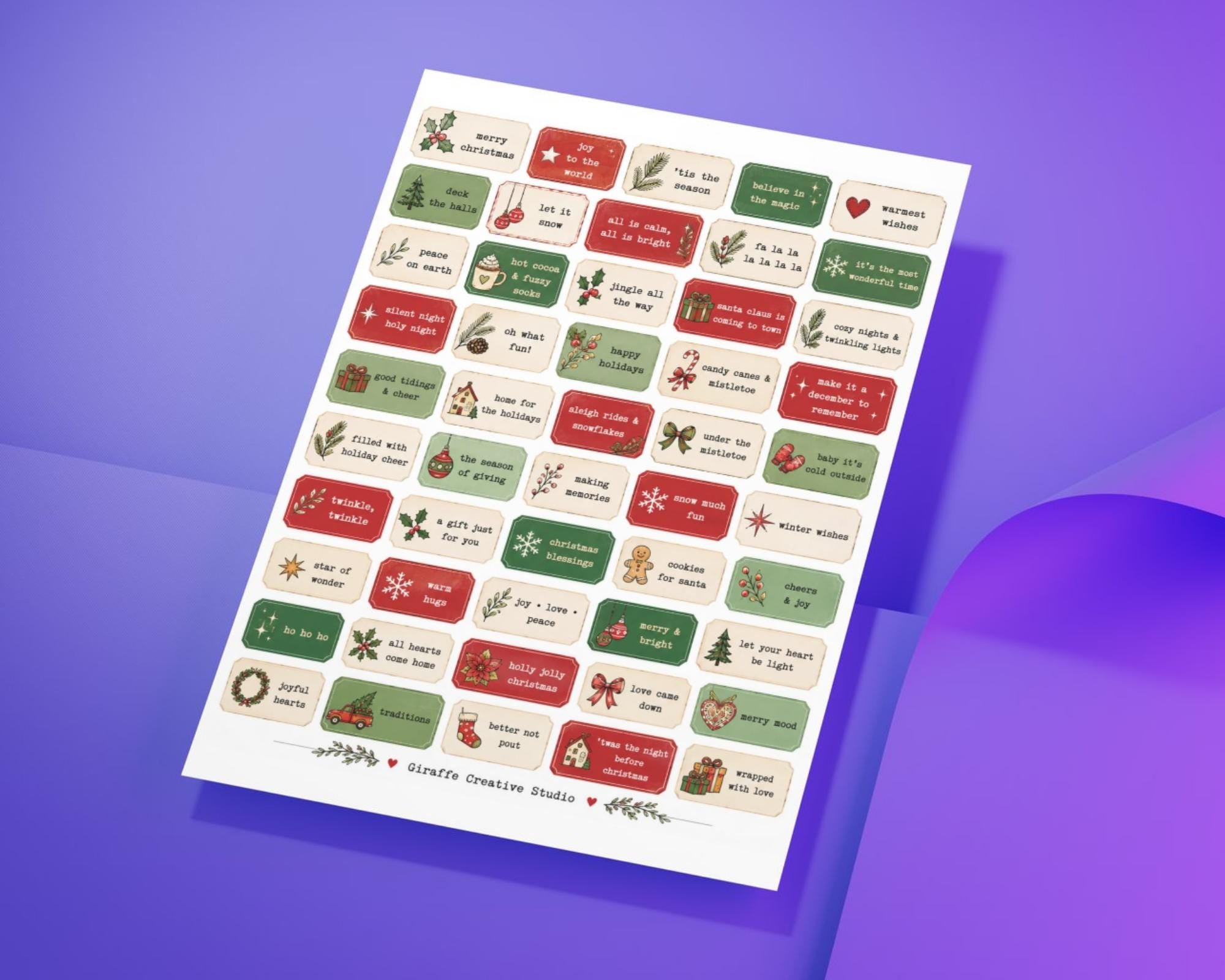 300+ Christmas Phrase Fussy Cuts Printable, Holiday Words & Quote Strips, Festive Text Ephemera for Journal, Scrapbook, Collage Card Making