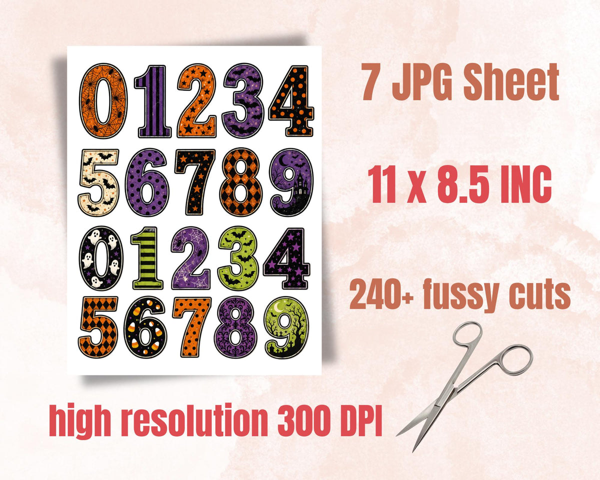 240+ Halloween Alphabet & Numbers Printable, Spooky Letters and Number Fussy Cuts, Witchy Alphabet for Junk Journal, Scrapbook, Collage