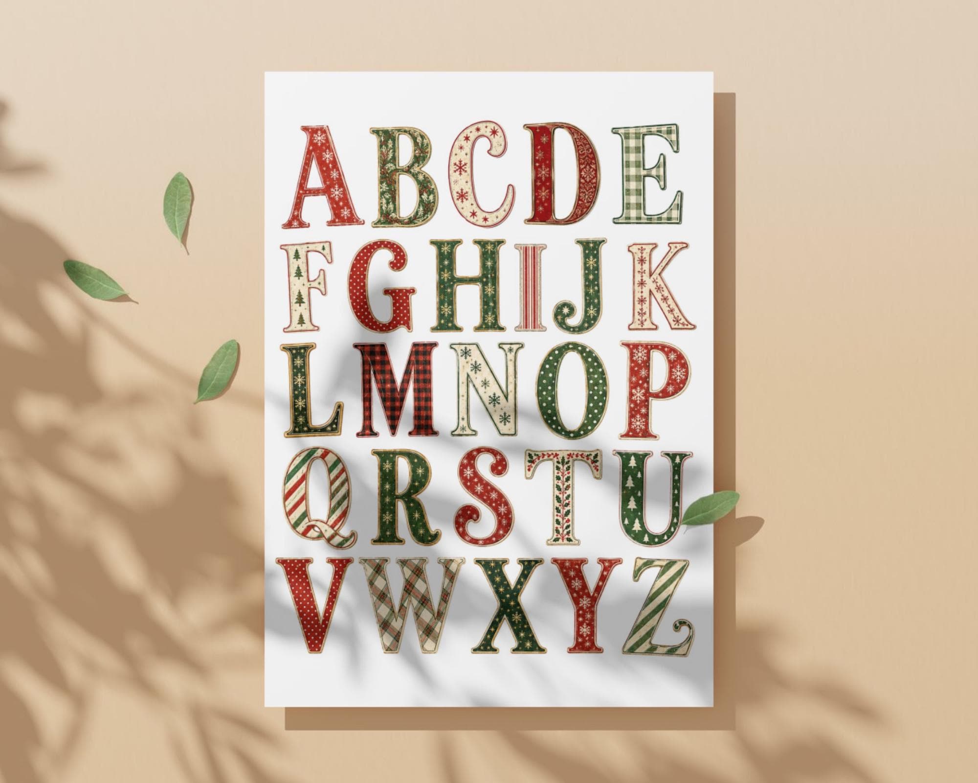 200+ Christmas Alphabet & Numbers Printable, Festive Letters and Number Fussy Cuts, Holiday Alphabet for Junk Journal, Scrapbook, Collage