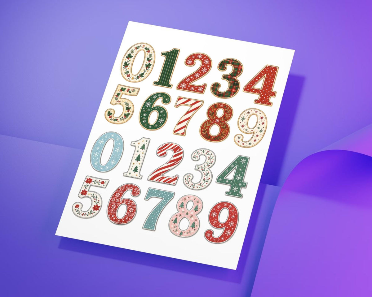 200+ Christmas Alphabet & Numbers Printable, Festive Letters and Number Fussy Cuts, Holiday Alphabet for Junk Journal, Scrapbook, Collage