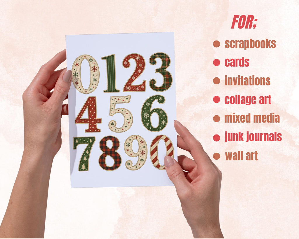 200+ Christmas Alphabet & Numbers Printable, Festive Letters and Number Fussy Cuts, Holiday Alphabet for Junk Journal, Scrapbook, Collage