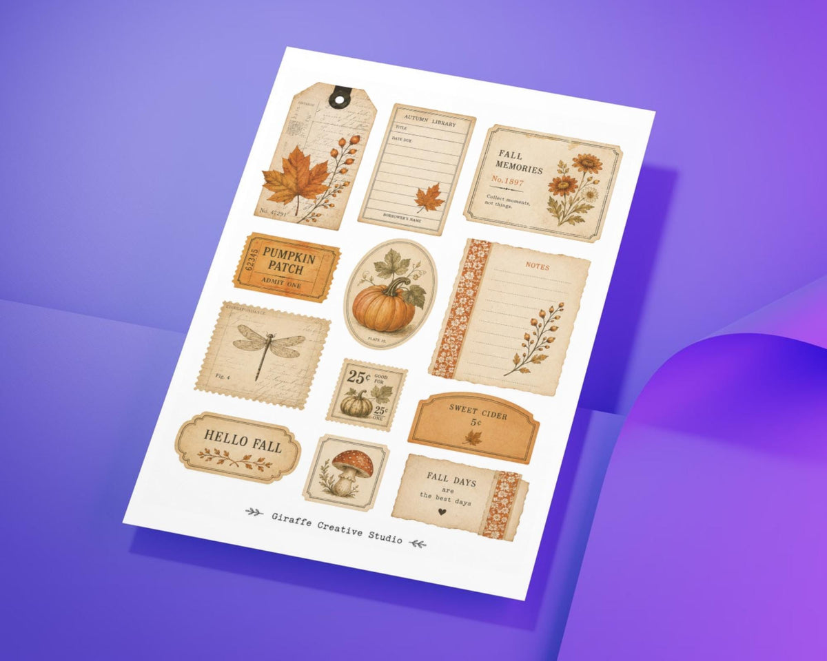 120+ Autumn Ephemera Fussy Cuts Printable, Fall Junk Journal Cut Outs, Seasonal Collage Elements for Scrapbook, Card Making & Paper Crafts