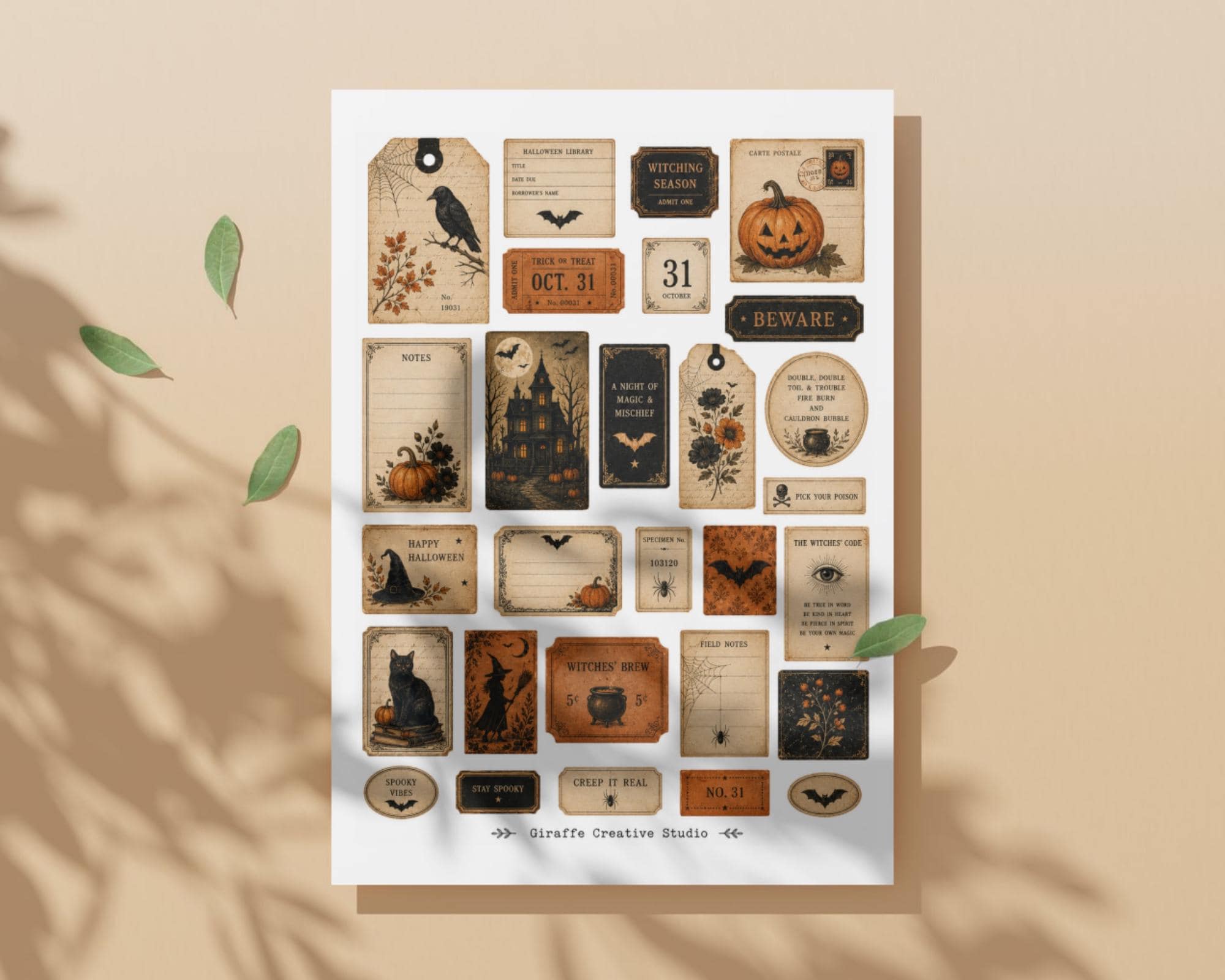 170+ Halloween Ephemera Fussy Cuts Printable, Spooky Journal Cut Outs, Witchy Vintage Collage Elements for Scrapbook, Card Making & Crafts