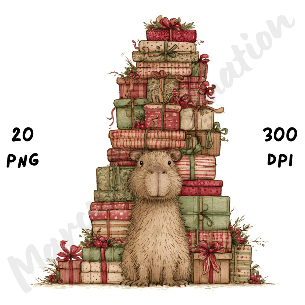 Christmas Capybara Clipart