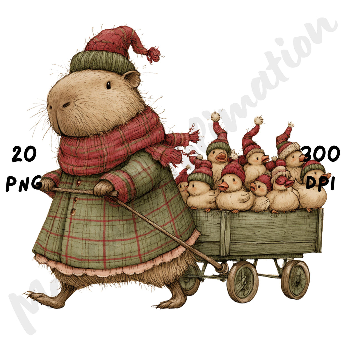Christmas Capybara Clipart
