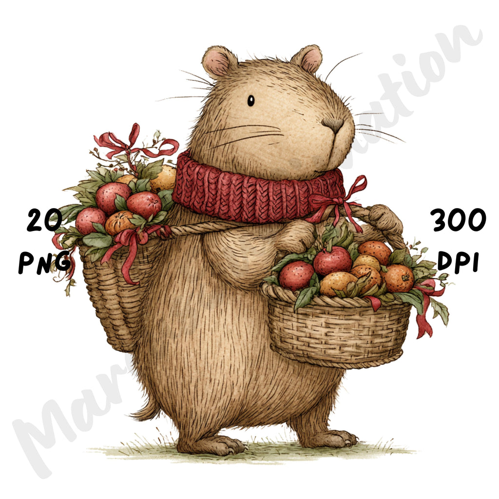 Christmas Capybara Clipart