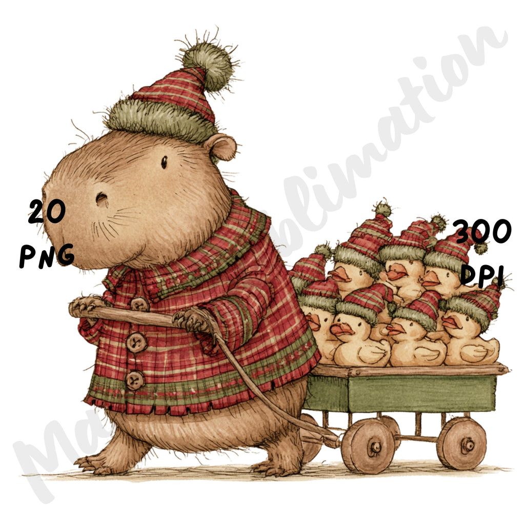 Christmas Capybara Clipart