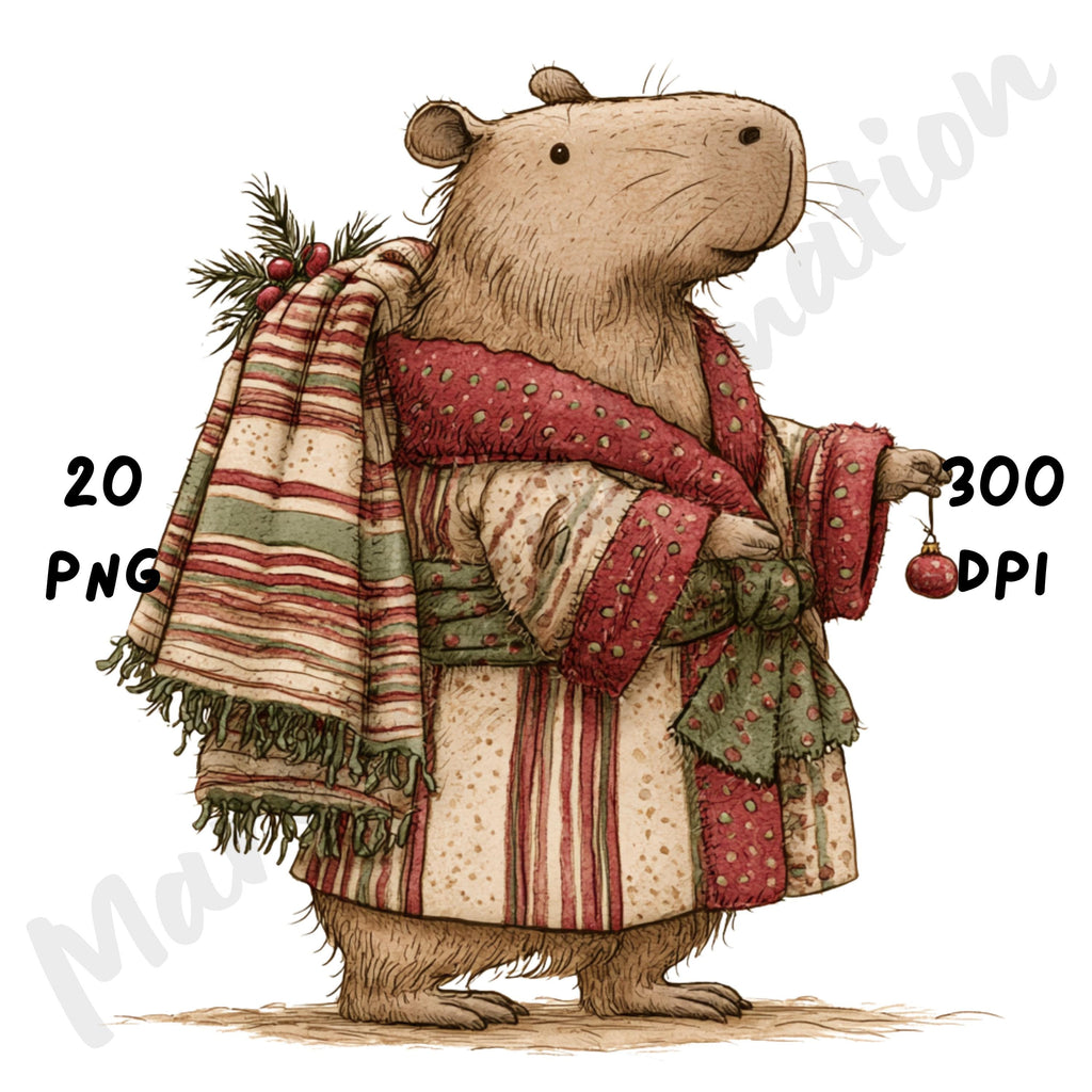 Christmas Capybara Clipart