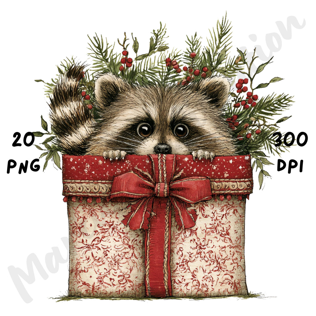 Christmas Raccoon Clipart