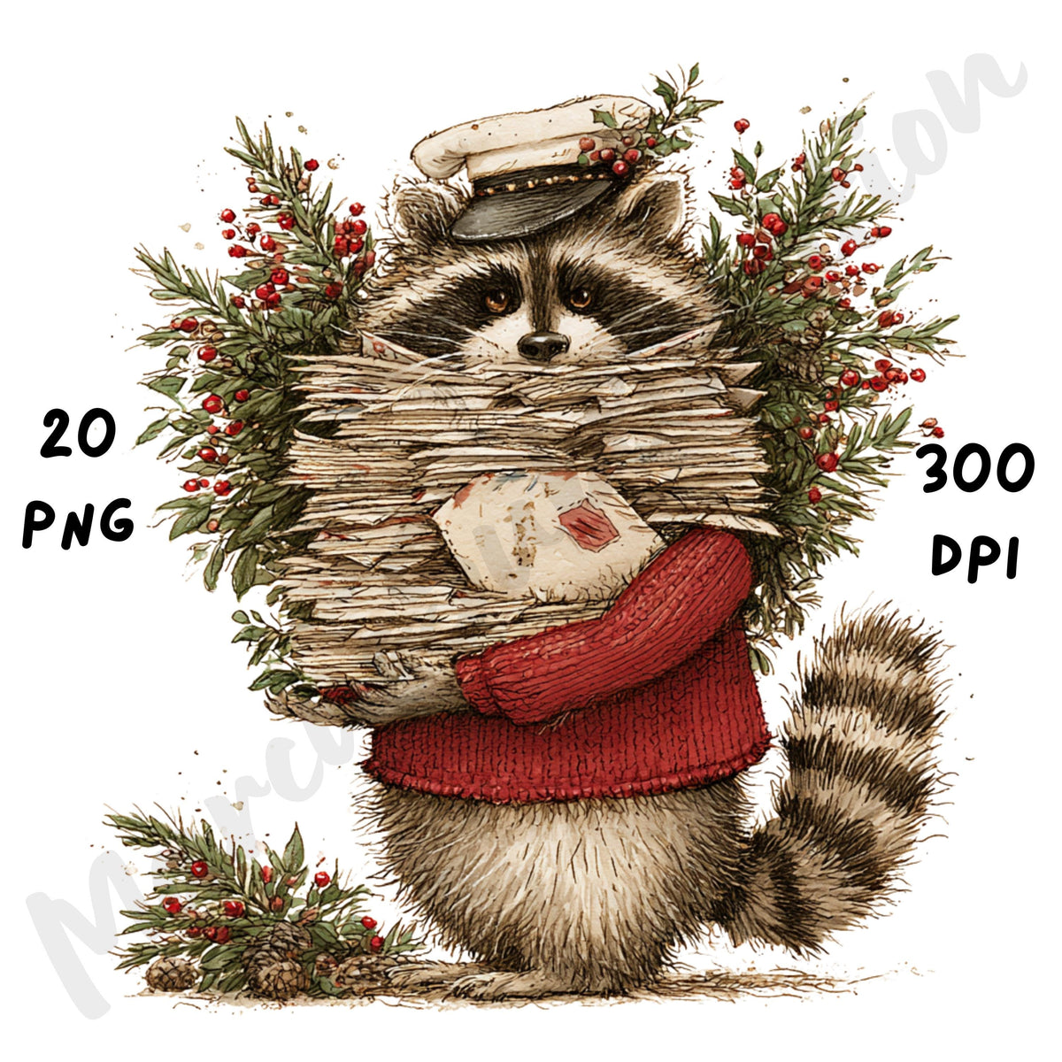 Christmas Raccoon Clipart