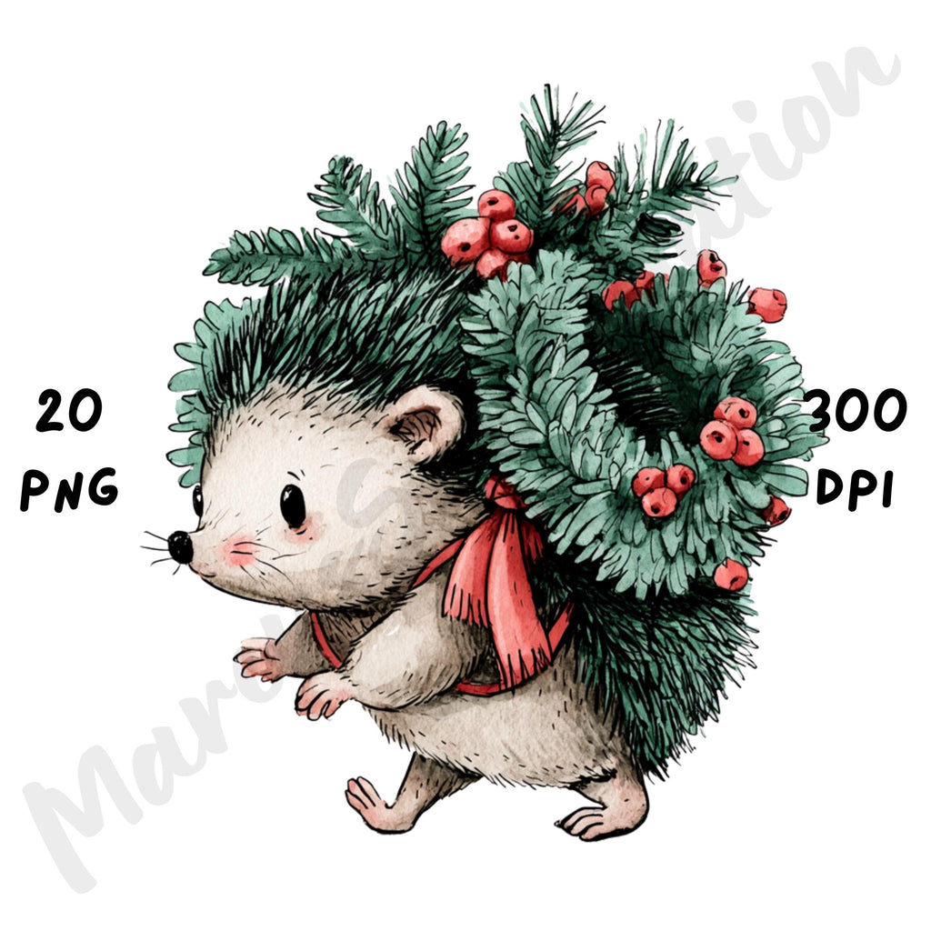 Christmas Hedgehog Clipart