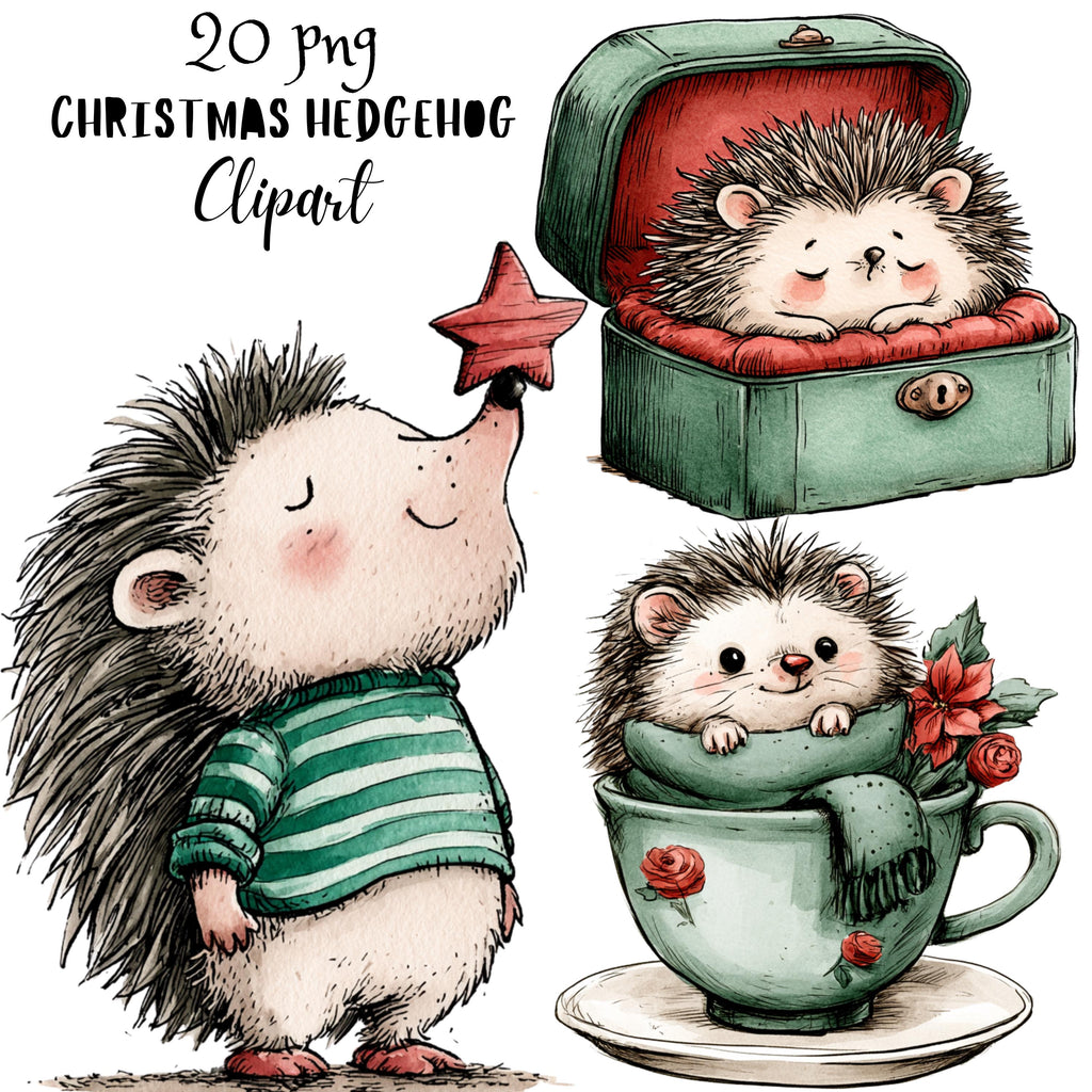 Christmas Hedgehog Clipart
