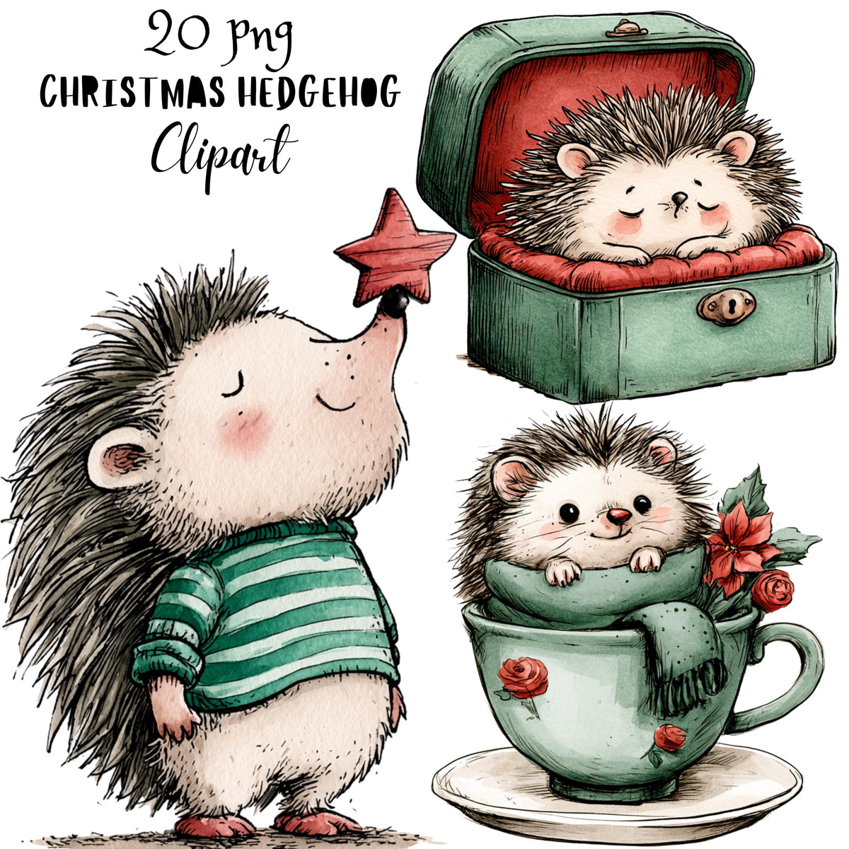 Christmas Hedgehog Clipart