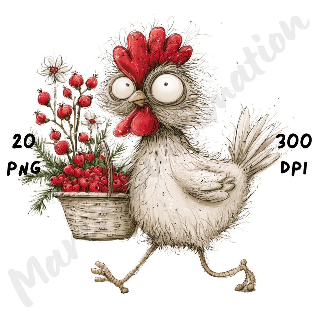 Christmas Chicken Clipart