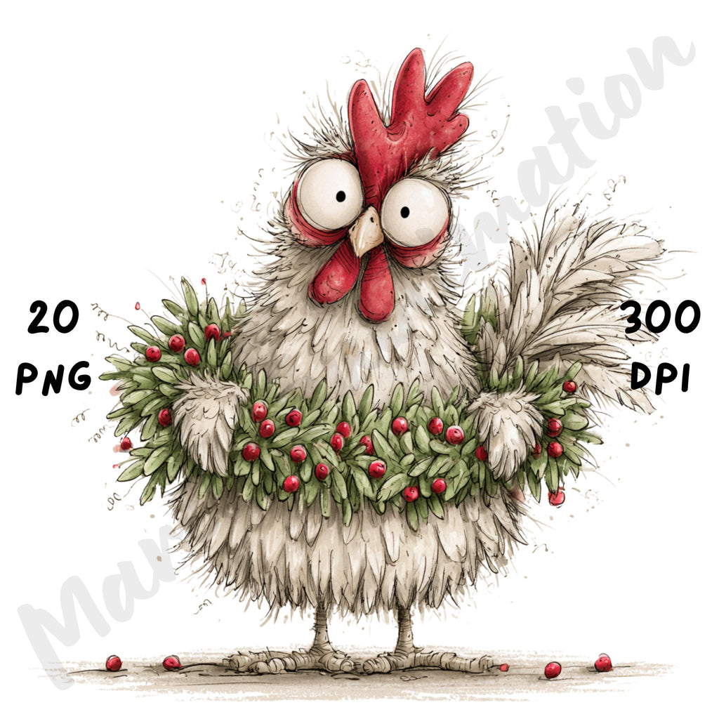 Christmas Chicken Clipart