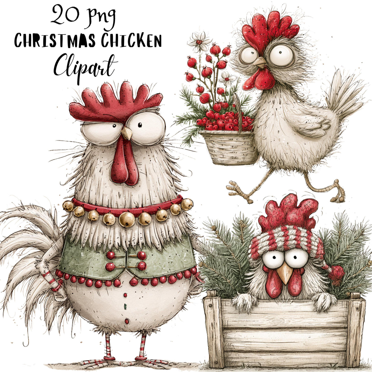 Christmas Chicken Clipart