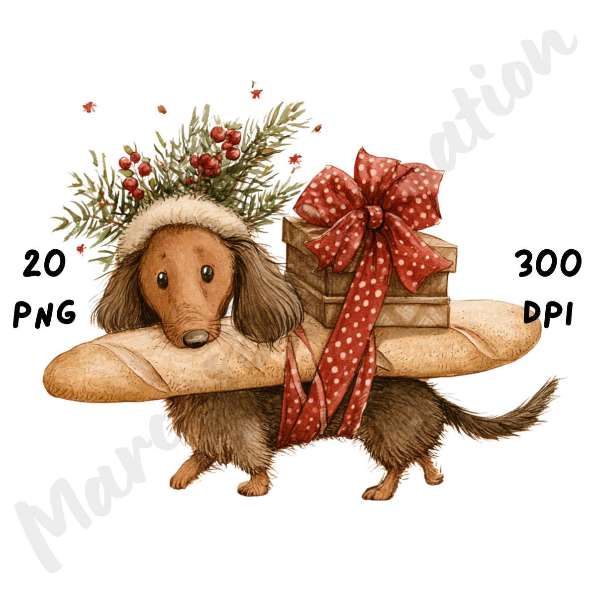 Christmas Dachshund Clipart