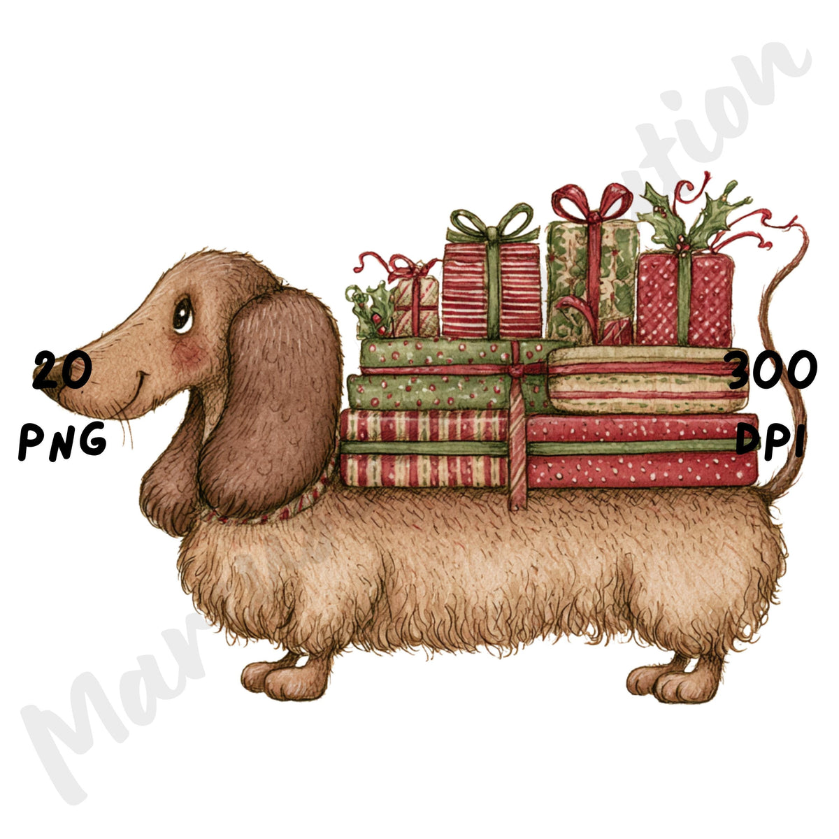 Christmas Dachshund Clipart