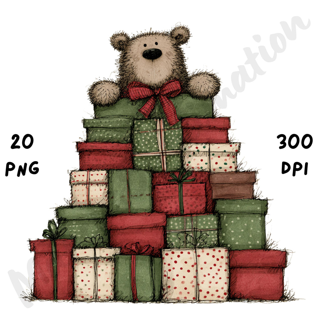 Christmas Peeking Animals Clipart