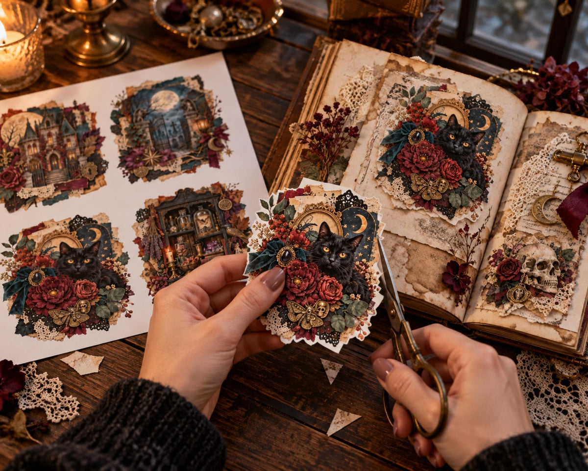 Gothic Clusters Fussy Cut Ephemera – 76 Spooky Printable Snippets for Junk Journal
