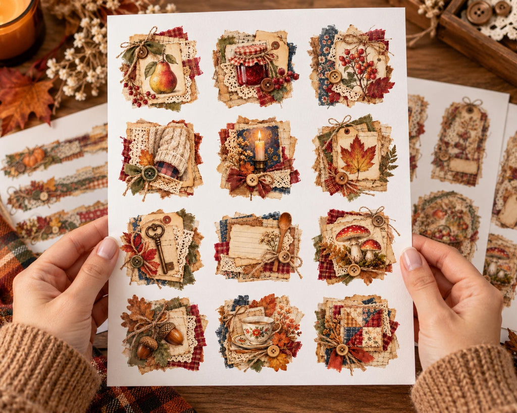 Autumn Ephemera Clusters – 80 Printable Fall Fussy Cuts for Junk Journal