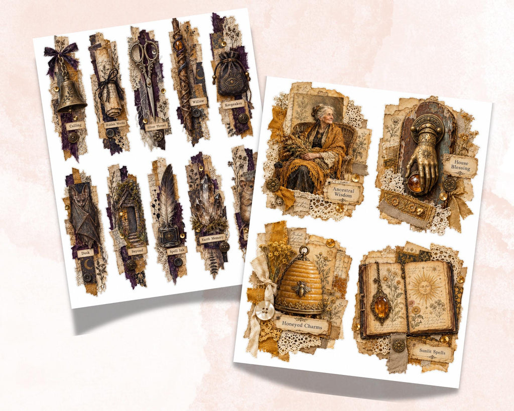 Witchy Ephemera Clusters – 84 Printable Vintage Witch Snippets for Junk Journal