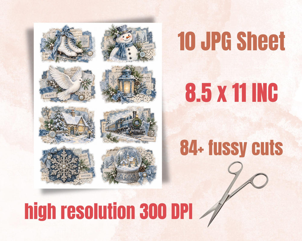 Christmas Ephemera Clusters – 84 Printable Vintage Holiday Snippets for Junk Journal