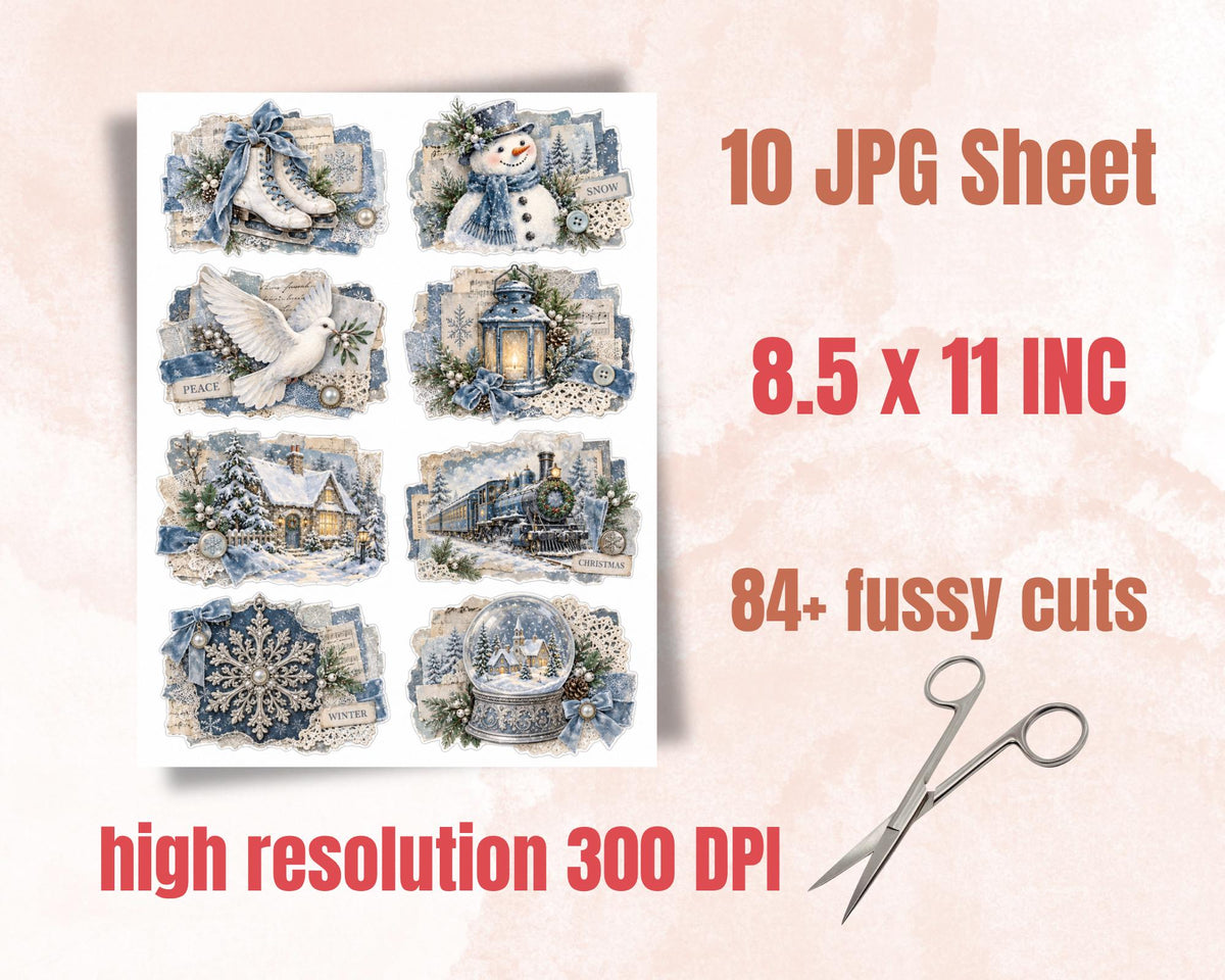 Christmas Ephemera Clusters – 84 Printable Vintage Holiday Snippets for Junk Journal