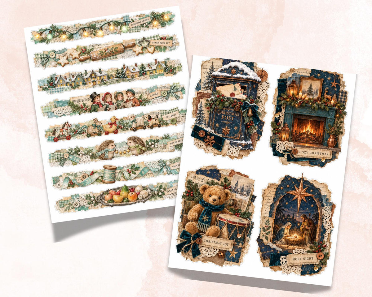 Christmas Ephemera Clusters – 84 Printable Vintage Holiday Snippets for Junk Journal