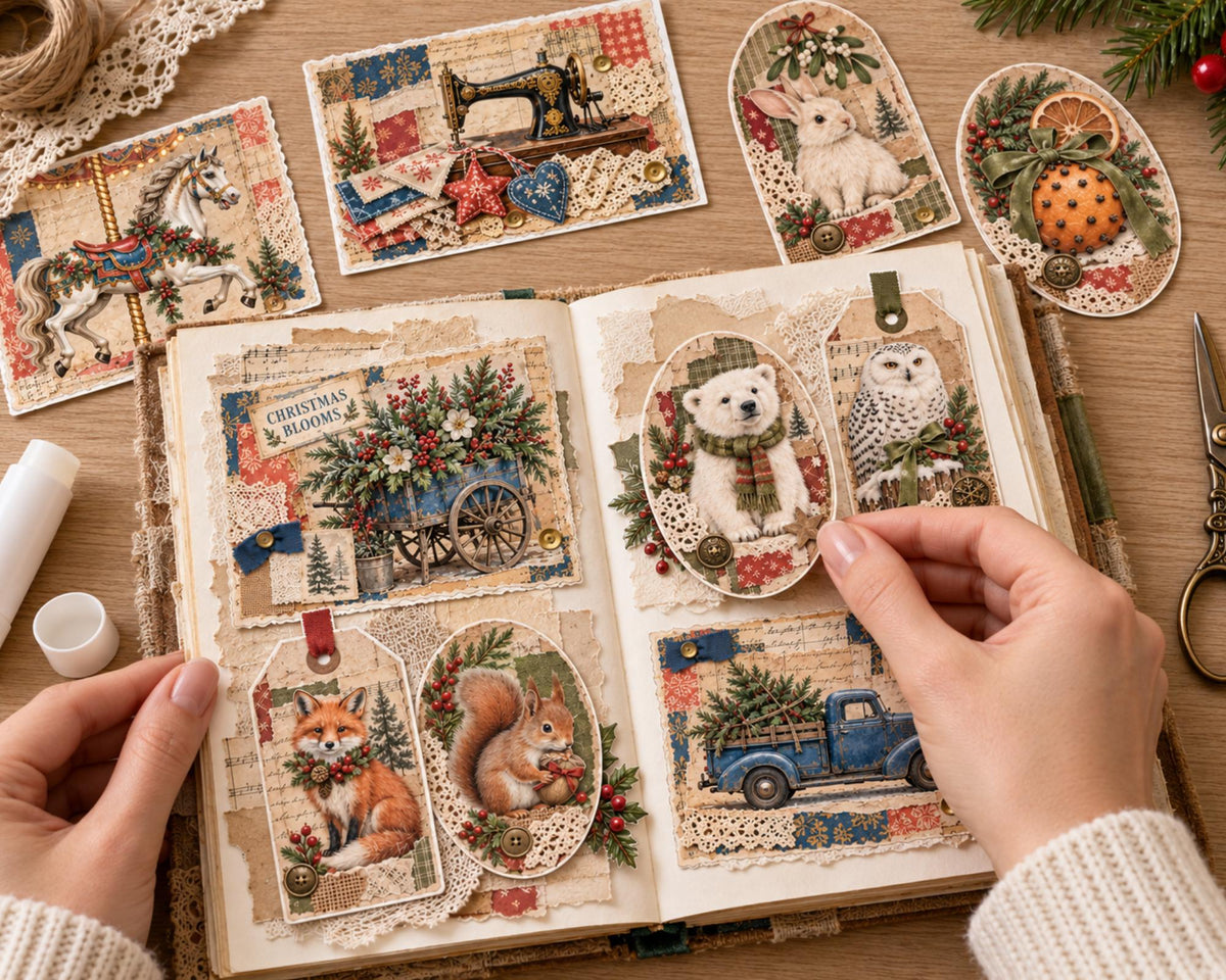 Christmas Ephemera Clusters – 84 Printable Vintage Holiday Snippets for Junk Journal
