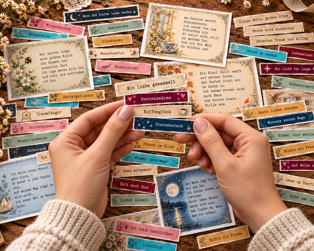 German Phrases for Junk Journal – 350 Printable Vintage Word Strips