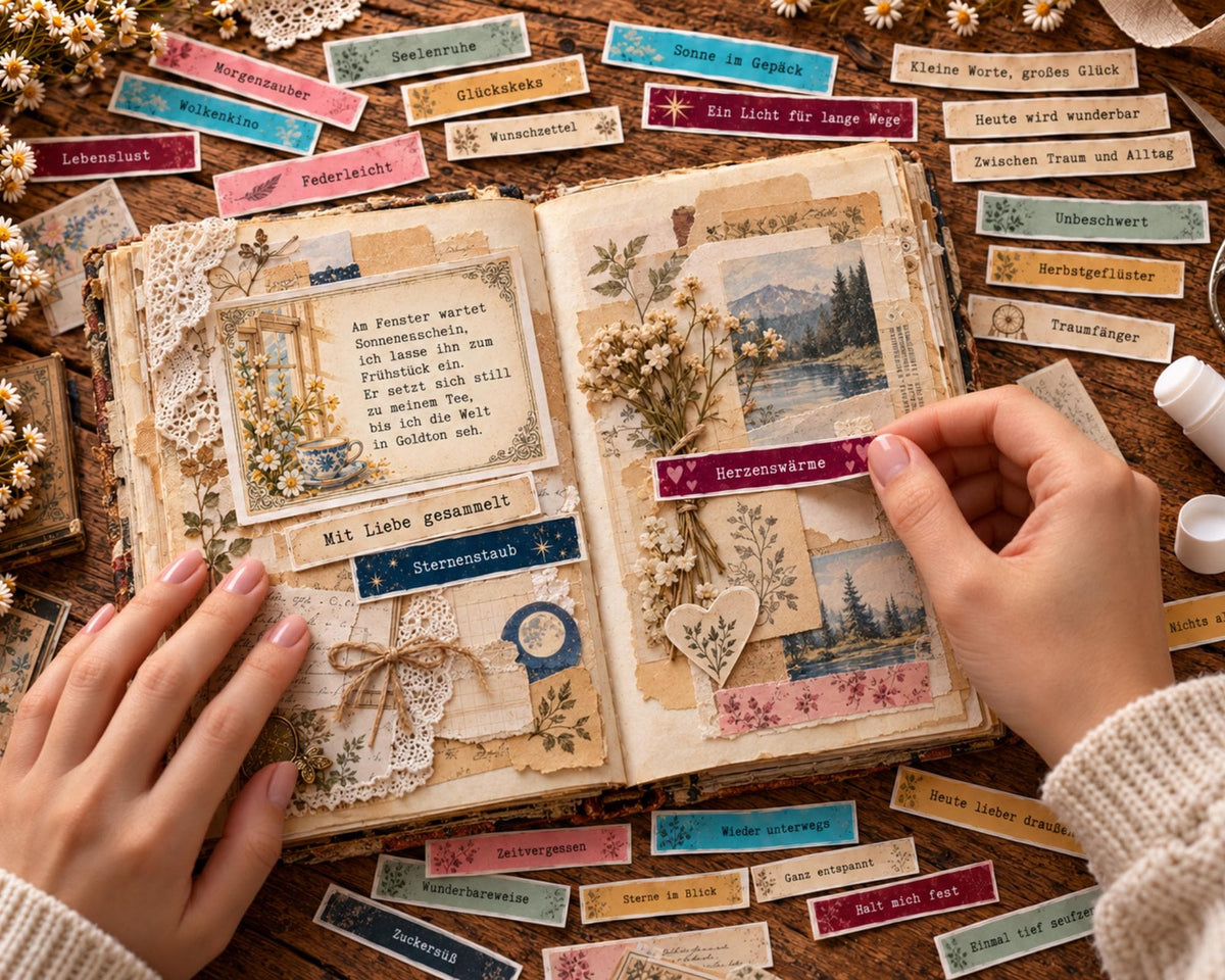 German Phrases for Junk Journal – 350 Printable Vintage Word Strips