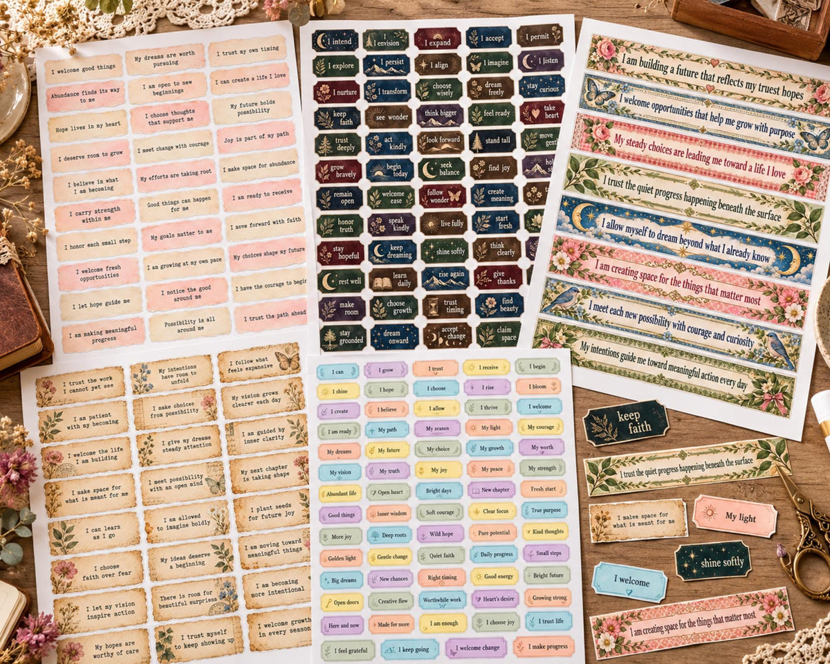Manifestation Phrases – 111 Printable Affirmation Word Strips for Junk Journal