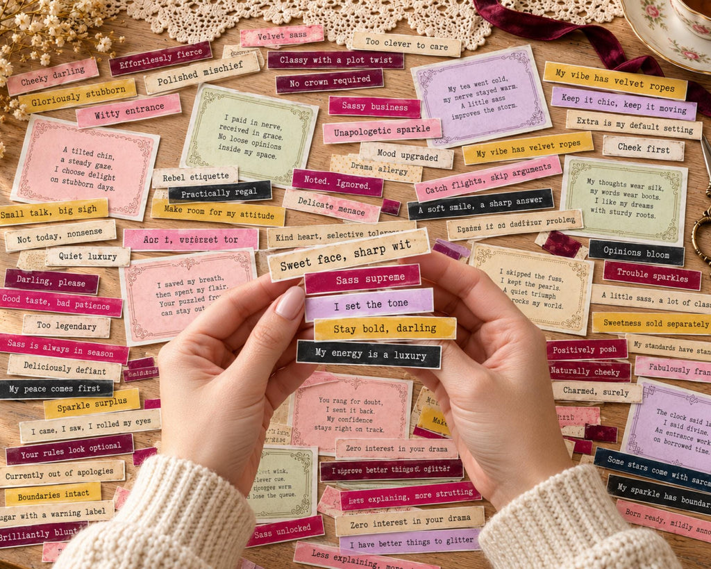 Sassy Phrases for Junk Journal – 350 Printable Funny Word Strips
