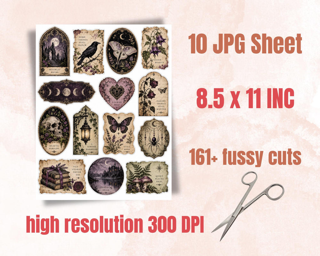 Gothic Ephemera Pack – 161 Printable Spooky Pieces for Junk Journal