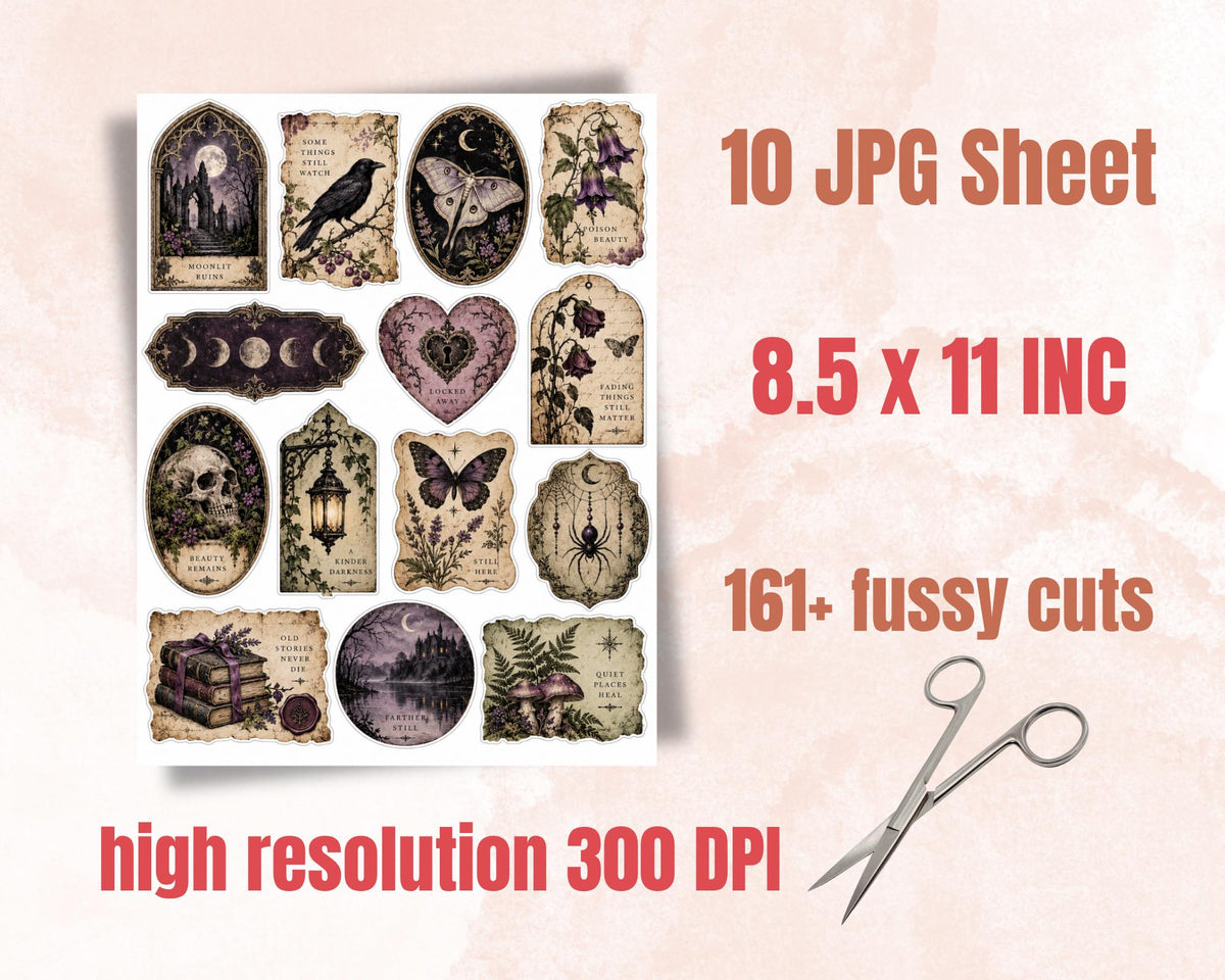 Gothic Ephemera Pack – 161 Printable Spooky Pieces for Junk Journal