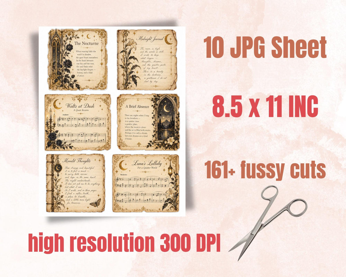 Vintage Spooky Ephemera Pack – 161 Printable Halloween Pieces for Junk Journal