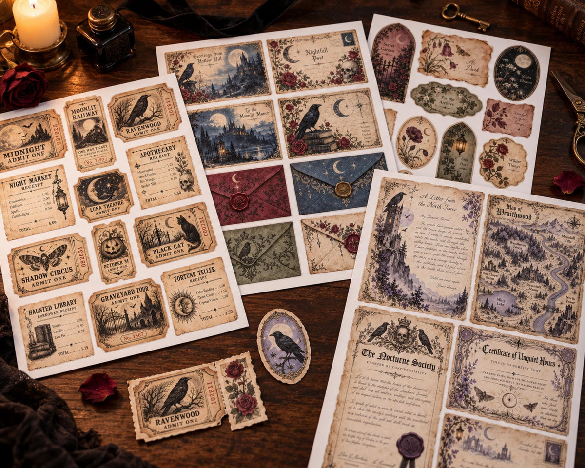 Vintage Spooky Ephemera Pack – 161 Printable Halloween Pieces for Junk Journal
