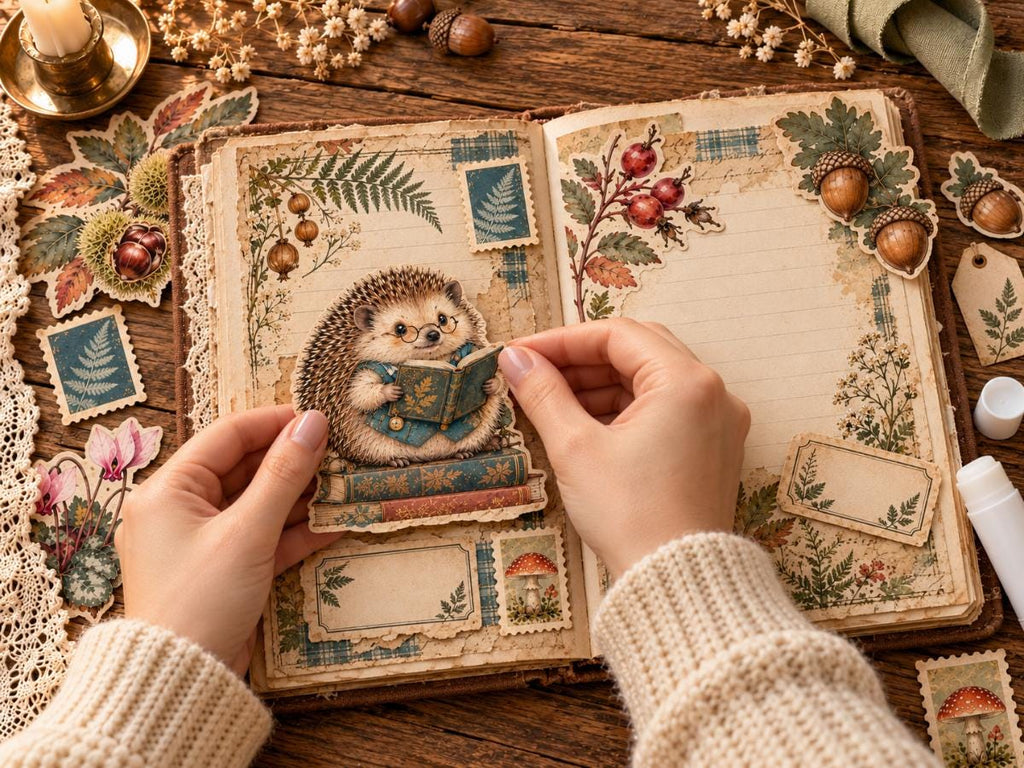 Woodland Junk Journal Pages – Printable Forest Landscape Spreads