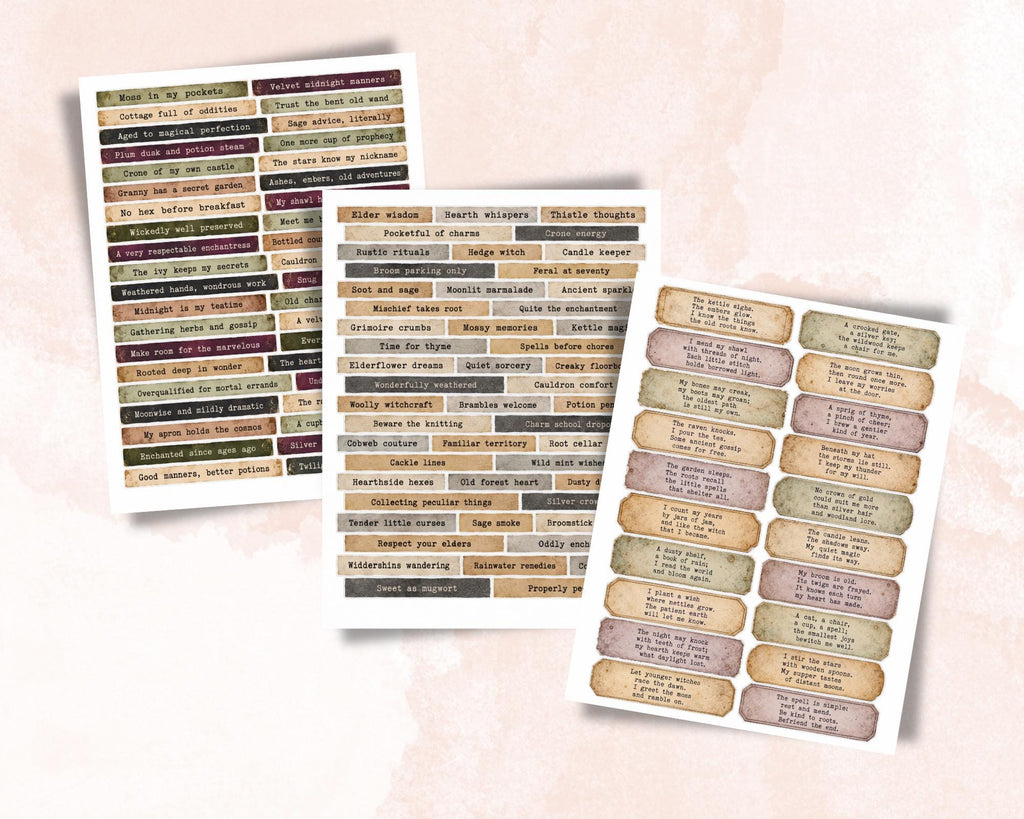 Witchy Phrases for Junk Journal – 350 Printable Vintage Word Strips