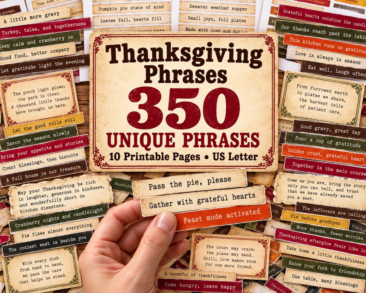 Thanksgiving Phrases for Junk Journal