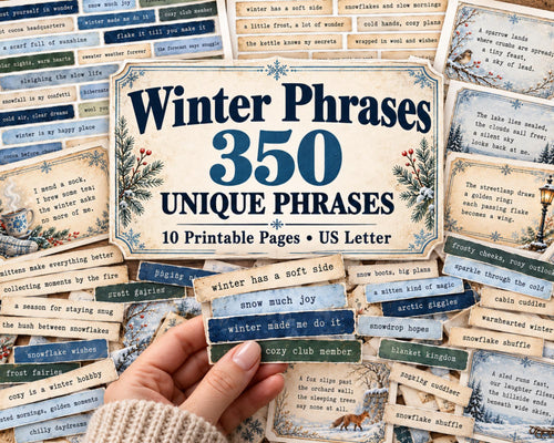 Winter Phrases for Junk Journal – 350 Printable Cozy Word Strips