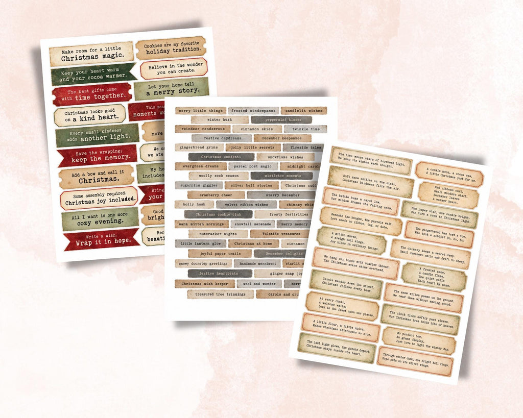 Christmas Phrases for Junk Journal – 350 Printable Holiday Word Strips