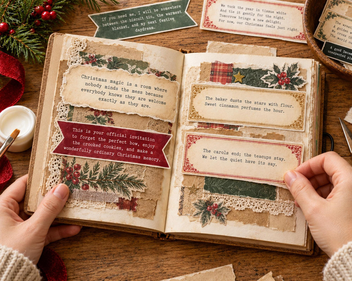 Christmas Phrases for Junk Journal – 350 Printable Holiday Word Strips