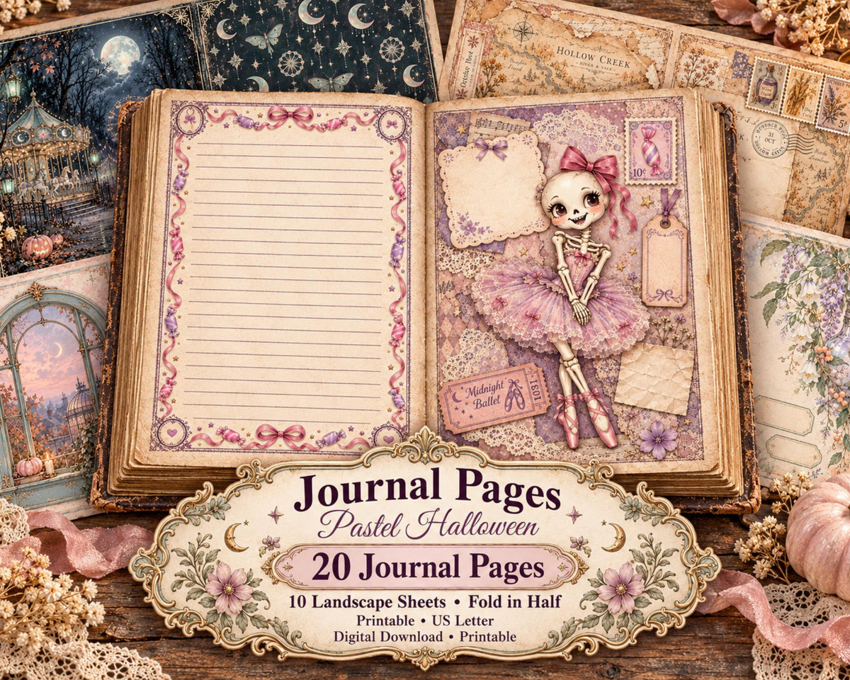 Pastel Halloween Junk Journal Pages