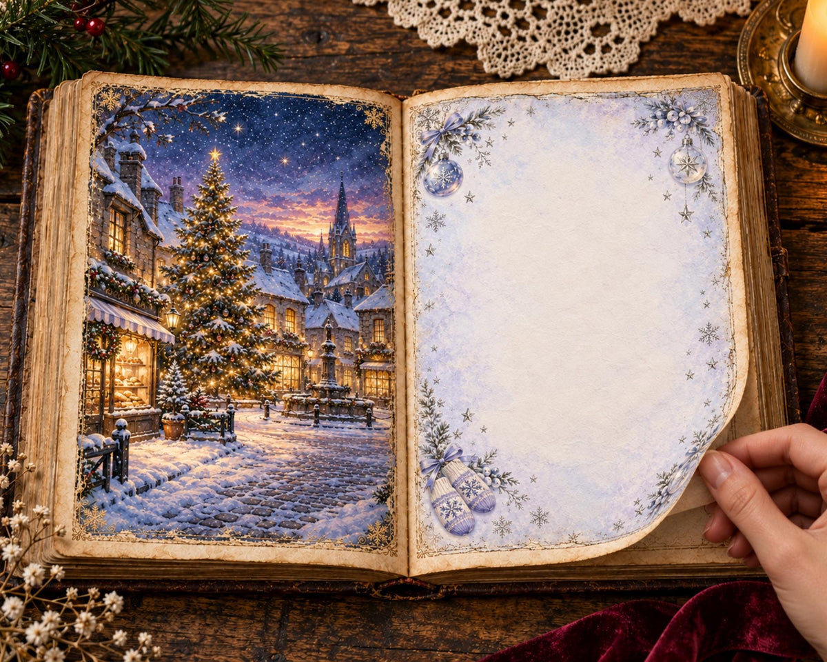 Christmas Junk Journal Pages – Printable Vintage Holiday Spreads