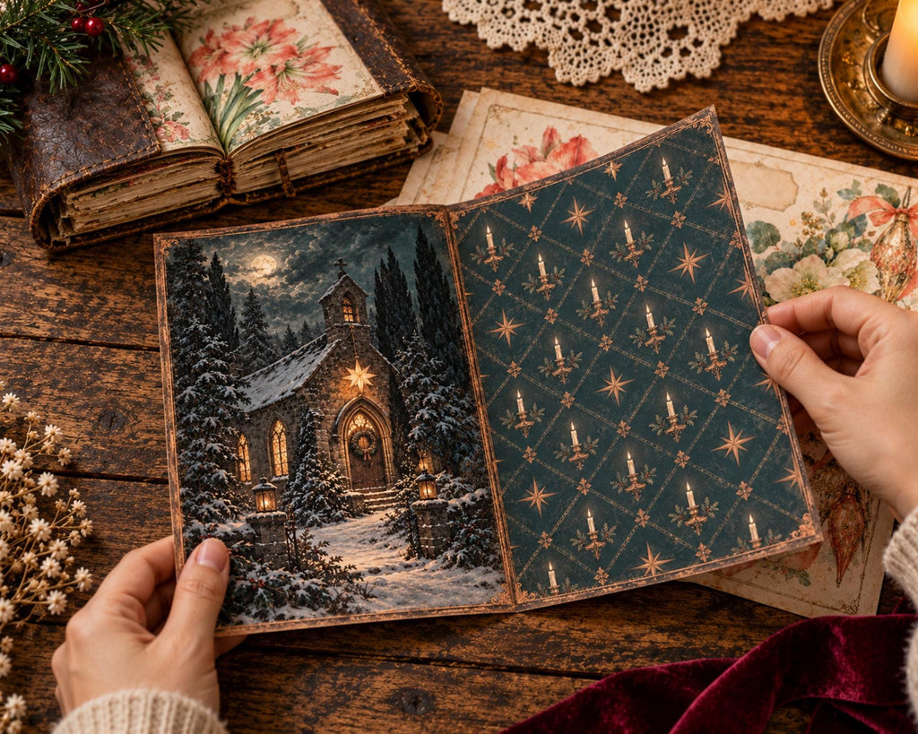 Christmas Junk Journal Pages – Printable Vintage Holiday Spreads