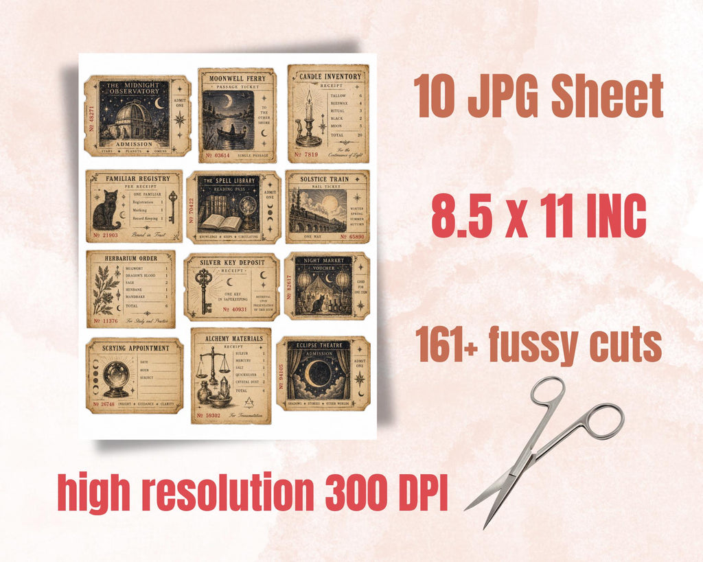 Witchy Ephemera Pack – 161 Printable Vintage Witch Pieces for Junk Journal