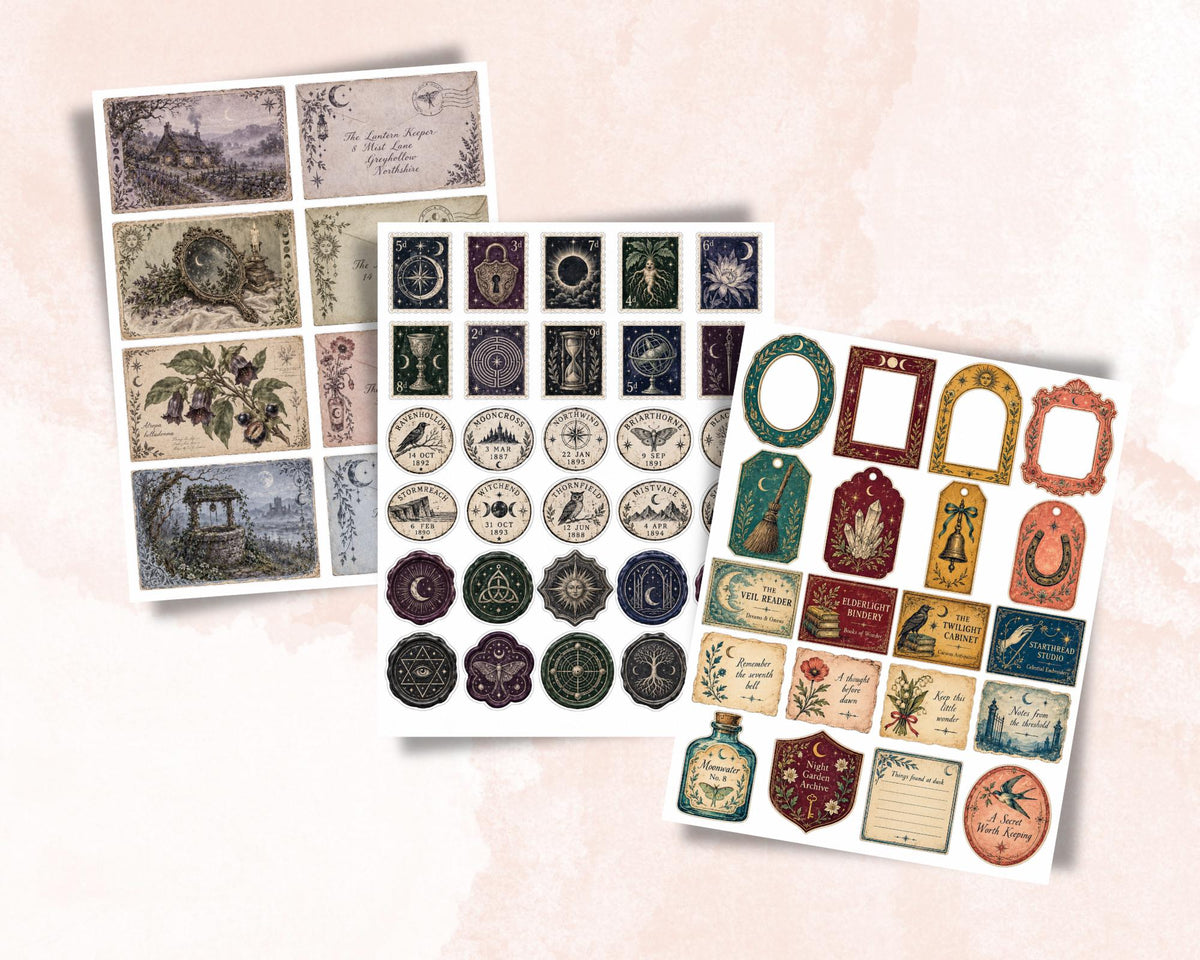 Witchy Ephemera Pack – 161 Printable Vintage Witch Pieces for Junk Journal